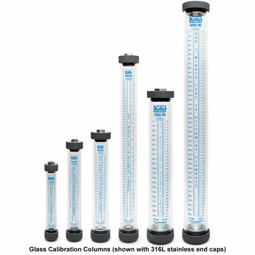 250MLGLCPVC 0 to 4 GPH Pump Calibration Column, Glass with CPVC End